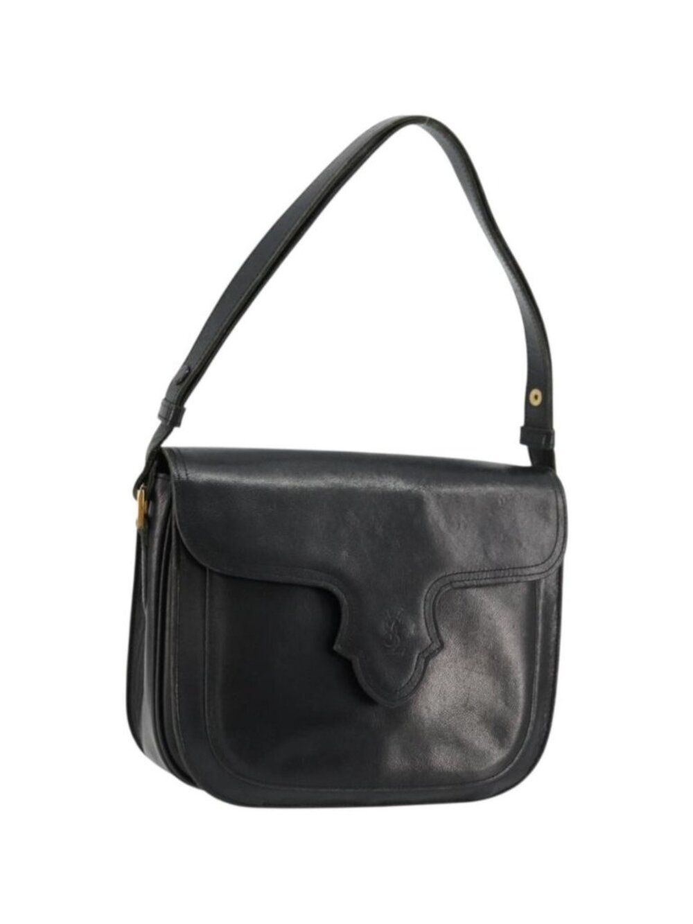 SAINT LAURENT Shoulder Bag Leather Black Gold
